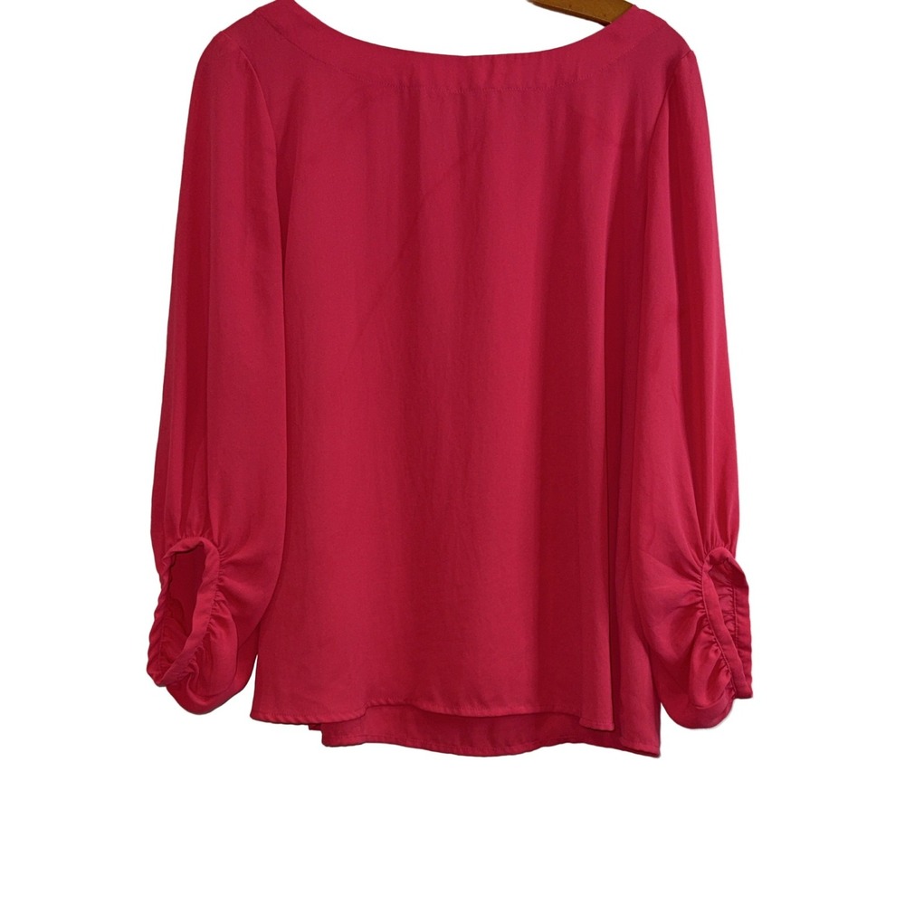 LOFT Long Sleeve Blouse Women's M Fuchsia Boat Neck Pullover Top